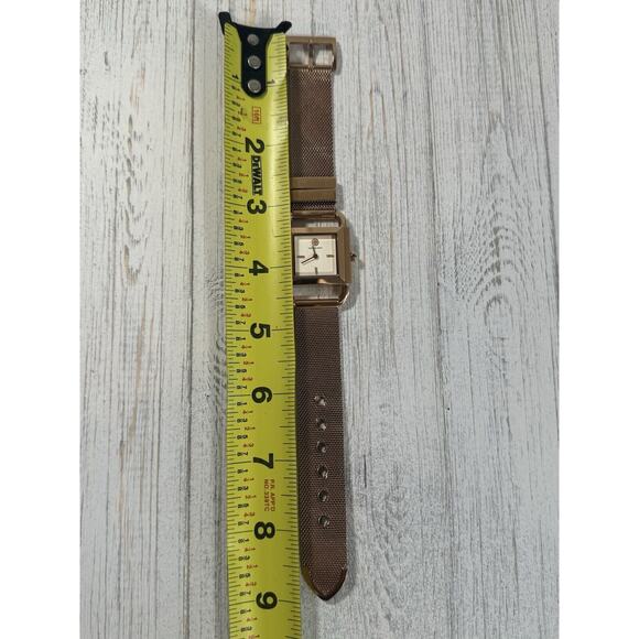 TORY BURCH Phipps Womens Rose Gold Watch, White Square Dial, Steel Mesh Band - Picture 8 of 16